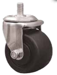 Caster; Swivel; 2-1/2" x 1-3/4"; Glass/ Nylon; Threaded Stem (1/2"-13TPI x 1-1/2"); Zinc; Roller Brng; 400# (Item #65624)