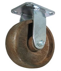 Caster; Rigid; 8 x 2; Glass/ Nylon; Hi-Temp (BR); Top Plate; 4x4-1/2; holes: 2-5/8x3-5/8 (slotted to 3x3); 3/8 bolt; Zinc; Plain bore; 1250# (425 deg) (Item #68294)