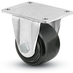 Caster; Rigid; 3 x 1-13/16; Nylon; Glass Filled; Top Plate; 3-1/8x4-1/8; hole spacing: 2-3/8x3-3/8; 5/16 bolt; Zinc; Precision Ball Brng; 700# (Item #67037)