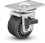 Caster; Swivel; 3" x 1-13/16"; Glass Filled Nylon; Plate; 3-1/8"x4-1/8"; holes: 2-3/8"x3-3/8"; 5/16" bolt; Zinc; Precision Ball Brng; 700#; Sure-Lok brake (Item #68578)