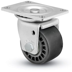 Caster; Swivel; 3" x 1-13/16"; Nylon; Glass Filled; Top Plate; 3-1/8"x4-1/8"; holes: 2-3/8"x3-3/8"; 5/16" bolt; Zinc; Precision Ball Brng; 700# (Item #68580)