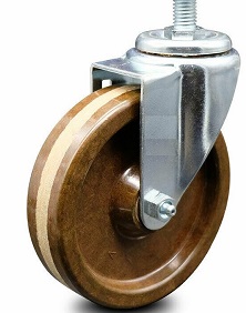 Caster; Swivel; 5" x 1-1/4"; Phenolic High Temp (DRY); Threaded Stem (1/2"-13TPI x 2-3/4"); Zinc; 300#; Dust Cover (Mtl); 475° Cont / 525° Intermittent. (Item #63526)