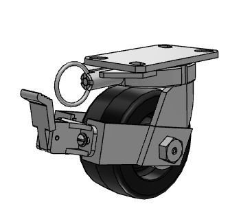 (image for) Caster; Swivel; 6" x 3"; Phenolic; Plate (4-1/2"x6-1/4"); Tprd Rlr Brng; 2000#; Kingpinless; Pos Lock; Face Contact Brake (Item #63597)
