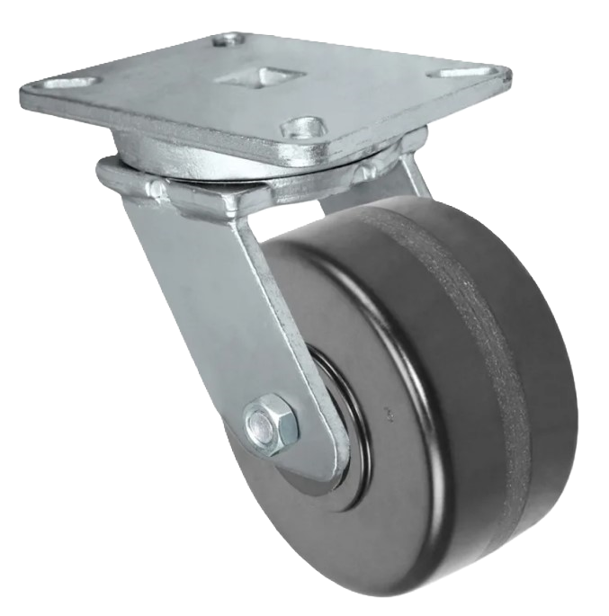 Caster; Swivel; 10" x 2-1/2"; Phenolic; Plate (4-1/2"x6-1/4"; holes: 2-7/16"x4-15/16" slotted to 3-3/8"x5-1/4"; 1/2" bolt); Zinc; Roller Brng; 2200# (Item #63013) Caster; Swivel; 10" x 2-1/2"; Phenolic; Plate (4-1/2"x6-1/4"; holes: 2-7/16"x4-15/16" slotted to 3-3/8"x5-1/4"; 1/2" bolt); Zinc; Roller Brng; 2200# (Item #63013)