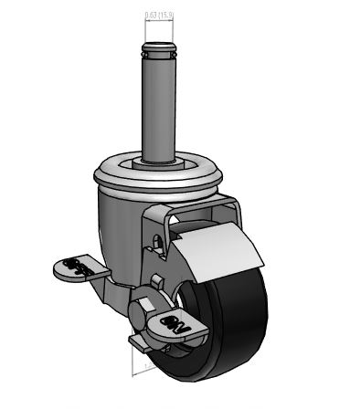 (image for) Caster; Swivel; 3" x 1-1/4"; Polyolefin; Grip Ring (5/8"x2-3/16"); Zinc; Plain bore; 200#; Tread Brake (Item #64152)
