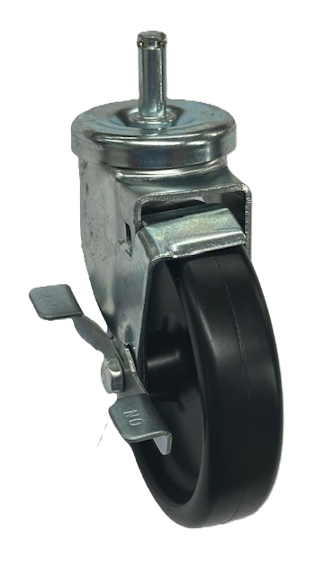 Caster; Swivel; 6" x 1-1/4"; Crowned Polyolefin; Grip Ring (7/16" x 1-7/16" w/ brass band); Zinc; Steel Spanner; 300#; Dust Cover (Mtl); Tread Brake (Item #64635) Caster; Swivel; 6" x 1-1/4"; Crowned Polyolefin; Grip Ring (7/16" x 1-7/16" w/ brass band); Zinc; Steel Spanner; 300#; Dust Cover (Mtl); Tread Brake (Item #64635)