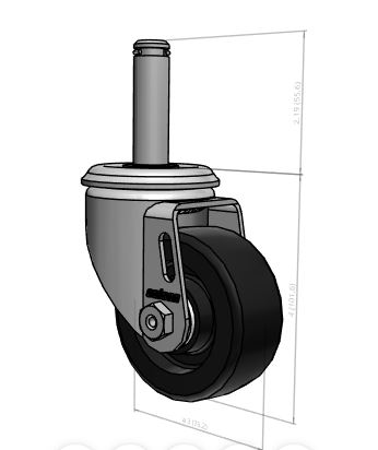 Caster; Swivel; 4" x 1-1/4"; Polyolefin; Grip Ring (0.845" x 2-3/16"); Zinc; Plain bore; 300#; Dust Cover (Item #63682) Caster; Swivel; 4" x 1-1/4"; Polyolefin; Grip Ring (0.845" x 2-3/16"); Zinc; Plain bore; 300#; Dust Cover (Item #63682)