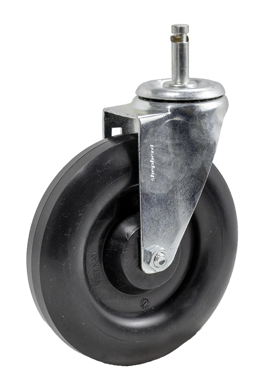 Caster; Swivel; 6" x 1-1/4"; Crowned Polyolefin; Grip Ring (7/16" x 1-7/16" w/ brass band); Zinc; Steel Spanner; 300# (Item #64636) Caster; Swivel; 6" x 1-1/4"; Crowned Polyolefin; Grip Ring (7/16" x 1-7/16" w/ brass band); Zinc; Steel Spanner; 300# (Item #64636)