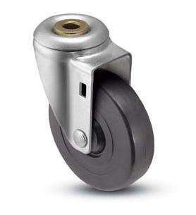 Caster; Swivel; 4" x 1-1/4"; Polyolefin; Hollow Kingpin (1/2" bolt hole); Zinc; Plain bore; 350# (Item #66008) Caster; Swivel; 4" x 1-1/4"; Polyolefin; Hollow Kingpin (1/2" bolt hole); Zinc; Plain bore; 350# (Item #66008)