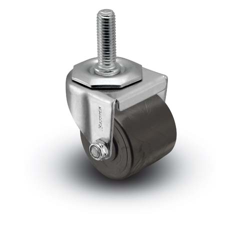 Caster; Swivel; 3" x 1-3/4"; Polyolefin; Threaded Stem (1/2"-13TPI x 1-3/4"); Zinc; Plain bore; 500#; Thumb Screw Wheel Lck (Item #66240)