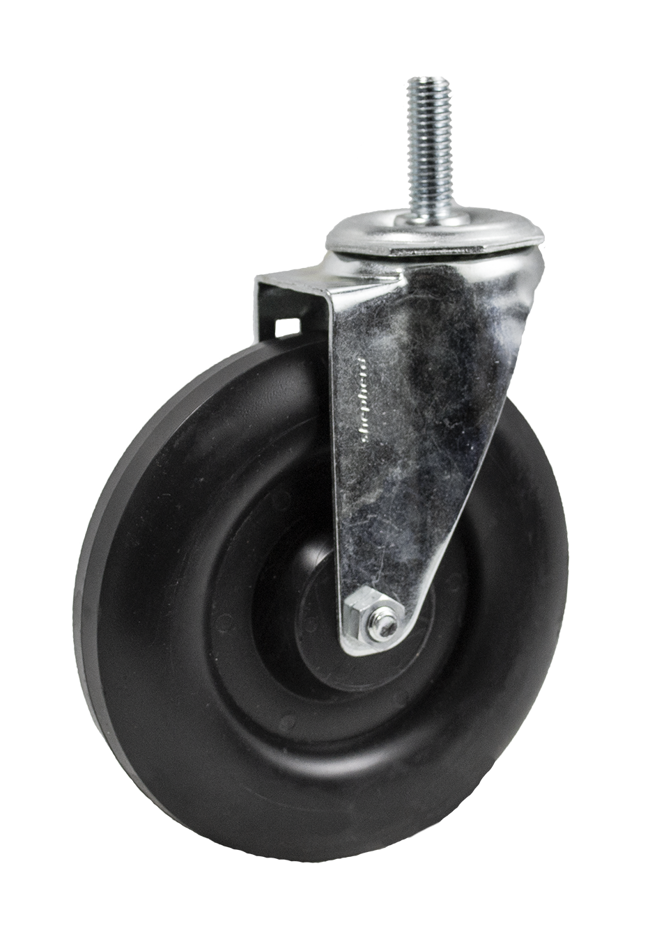 Caster; Swivel; 6" x 1-1/4"; Crowned Polyolefin; Threaded Stem (1/2"-13TPI x 1-1/2"); Zinc; Steel Spanner; 300# (Item #64634) Caster; Swivel; 6" x 1-1/4"; Crowned Polyolefin; Threaded Stem (1/2"-13TPI x 1-1/2"); Zinc; Steel Spanner; 300# (Item #64634)