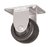 Caster; Rigid; 2-1/2" x 1-3/4"; Polyolefin; Plate (2-1/2"x3-5/8"; holes: 1-3/4"x2-7/8" slotted to 3"; 5/16" bolt); Zinc; Plain bore; 400# (Item #65605)