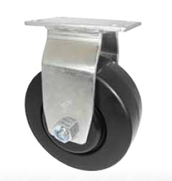 Caster; Rigid; 4" x 1-1/2"; Polyolefin; Plate (2-1/2"x3-5/8"; holes: 1-3/4"x2-7/8" slotted to 3"; 5/16" bolt); Zinc; Steel Spanner; 400# (Item #64032)