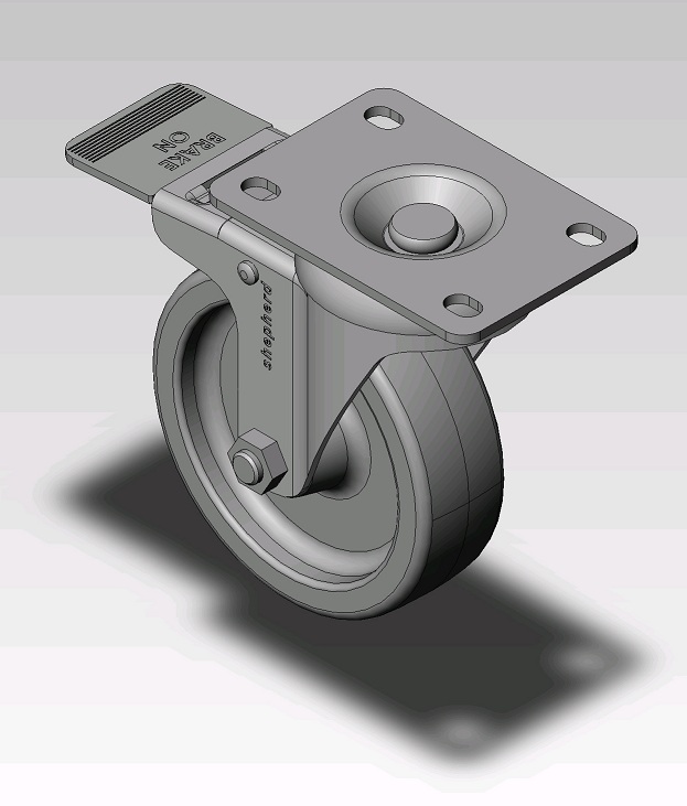 Caster; Swivel; 3" x 1-1/4"; HD Polyolefin; Plate (2-5/8"x3-3/4"; holes: 1-3/4"x2-3/4" slotted to 3"; 5/16 bolt); Zinc; Plain bore; 325#; Total Lock (Item #63286) Caster; Swivel; 3" x 1-1/4"; HD Polyolefin; Plate (2-5/8"x3-3/4"; holes: 1-3/4"x2-3/4" slotted to 3"; 5/16 bolt); Zinc; Plain bore; 325#; Total Lock (Item #63286)