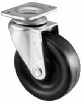Caster; Swivel; 6" x 1-1/2"; Polyolefin; Plate; 4"x4-1/2"; holes: 2-5/8"x3-5/8" (slots to 3"x3"); 3/8" bolt; Zinc; Roller Brng; 500# (Item #67613)
