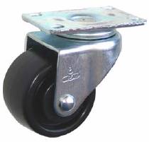 Caster; Swivel; 3"x1-3/16"; Polyolefin; Plate (3-1/8"x4-1/8"; holes: 2-3/8"x3-3/8"; 5/16" bolt); Zinc; Plain bore; 600#; Thumb Screw Wheel Lck (Item #67239)