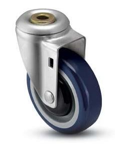 Caster; Swivel; 3-1/2 x 1-1/4; Polyurethane (Blue); Hollow Kingpin; 1/2 bolt; Zinc; Ball Brng; 275# (Item #68800)