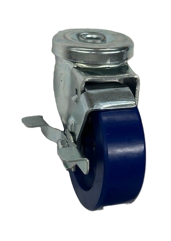 Caster; Swivel; 4" x 1-1/4"; Polyurethane (Solid); Hollow Kingpin (1/2" bolt hole); Zinc; Delrin Spanner; 350#; Dust Cover (Mtl); Wheel Brake (Item #63910) Caster; Swivel; 4" x 1-1/4"; Polyurethane (Solid); Hollow Kingpin (1/2" bolt hole); Zinc; Delrin Spanner; 350#; Dust Cover (Mtl); Wheel Brake (Item #63910)