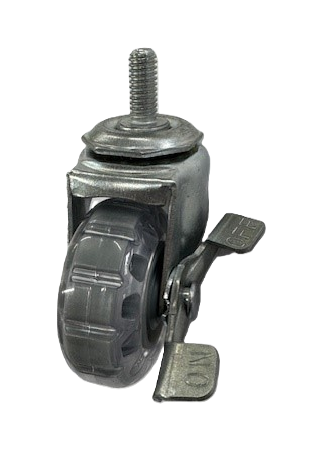 Caster; Swivel; 2" x 13/16"; Polyurethane (Clear); Threaded Stem (5/16"-18TPI x 3/4"); Zinc; Plain bore; 90#; Side friction brake (Item #63344) Caster; Swivel; 2" x 13/16"; Polyurethane (Clear); Threaded Stem (5/16"-18TPI x 3/4"); Zinc; Plain bore; 90#; Side friction brake (Item #63344)