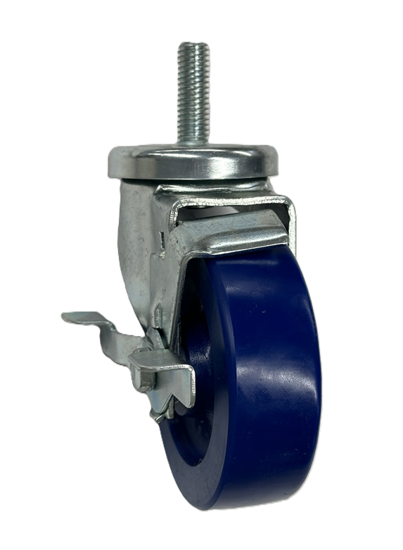 Caster; Swivel; 4" x 1-1/4"; Polyurethane (Solid); Threaded Stem (1/2"-13TPI x 1-1/2"); Zinc; Delrin Spanner; 300#; Dust Cover (Mtl); Wheel Brake (Item #63896) Caster; Swivel; 4" x 1-1/4"; Polyurethane (Solid); Threaded Stem (1/2"-13TPI x 1-1/2"); Zinc; Delrin Spanner; 300#; Dust Cover (Mtl); Wheel Brake (Item #63896)
