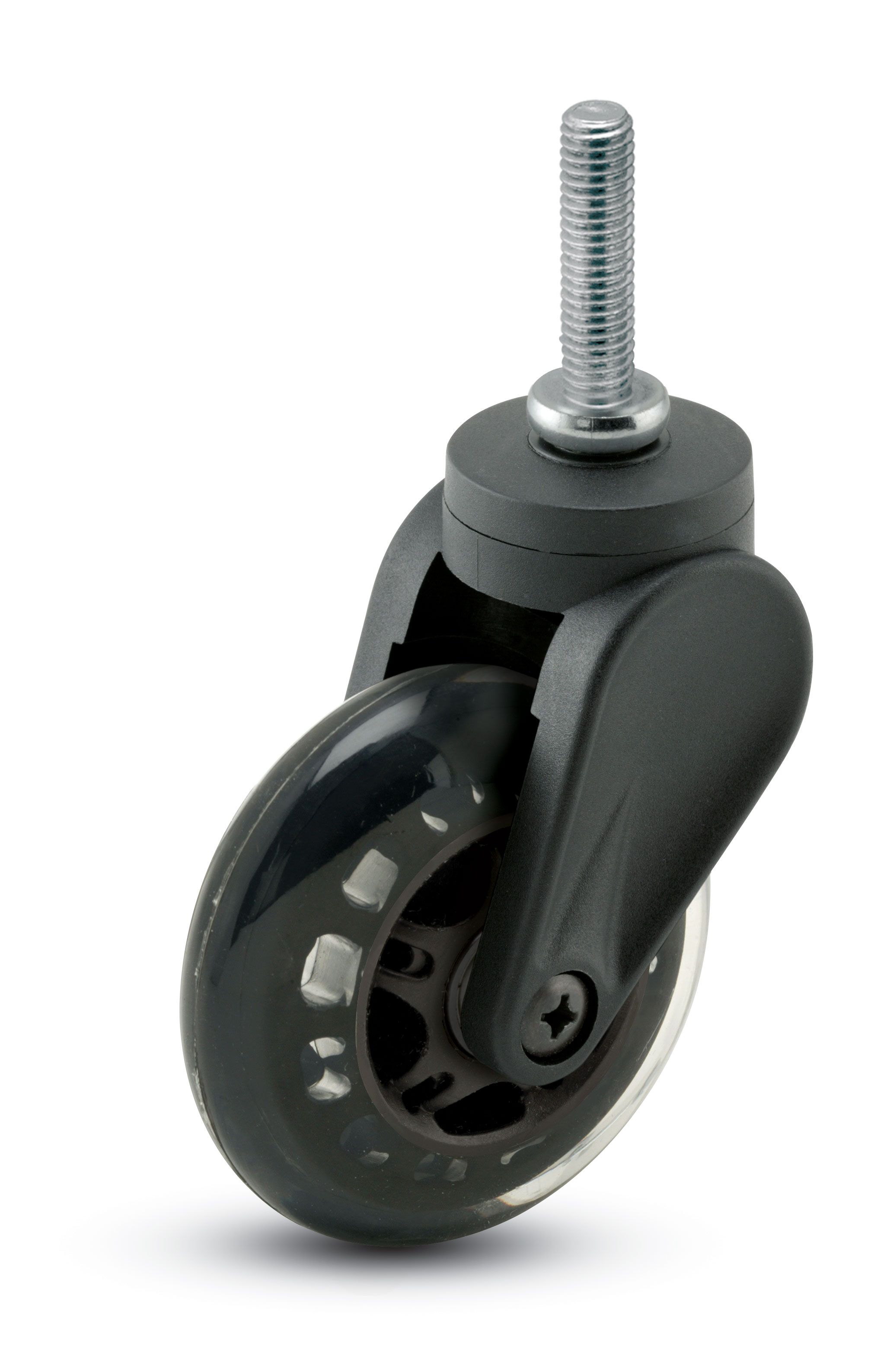 Caster; Swivel; 3" x 15/16"; Black Polyurethane (Donut); Threaded Stem (5/16" x 1"); Black Yoke; Precision Ball Brng; 120# (Item #63212) Caster; Swivel; 3" x 15/16"; Black Polyurethane (Donut); Threaded Stem (5/16" x 1"); Black Yoke; Precision Ball Brng; 120# (Item #63212)
