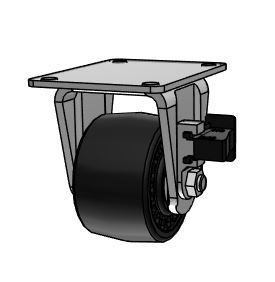(image for) Caster; Rigid; 3" x 1-13/16"; Polyurethane (Gray); Plate (3-1/8"x4-1/8"; holes: 2-3/8"x3-3/8"; 5/16" bolt); Zinc; Roller Brng; 700#; Sure-Lok brake (Item #64306)