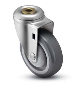 Caster; Swivel; 3-1/2" x 1-1/4"; PolyU on PolyO (Gray); Hollow Kingpin; 1/2" bolt; Zinc; Precision Ball Brng; 250# (Item #68802)
