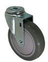 Caster; Swivel; 3 x 1-1/4; Thermoplastized Rubber (Gray); Hollow Kingpin; 1/2 bolt; Zinc; Plain bore; 210# (Item #67984) Caster; Swivel; 3 x 1-1/4; Thermoplastized Rubber (Gray); Hollow Kingpin; 1/2 bolt; Zinc; Plain bore; 210# (Item #67984)