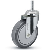 Caster; Swivel; 6" x 1-1/4"; PolyU on PolyO (Gray); Threaded Stem (1/2"-13TPI x 1-1/2"); Chrome; Precision Ball Brng; 260# (Item #66809)