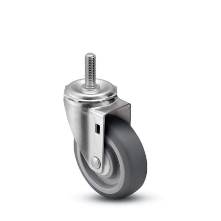 Caster; Swivel; 3" x 1-1/4"; PolyU on PolyO (Gray); Threaded Stem (5/8"-11TPI x 1-3/4"); Stainless; Plain bore; 250# (Item #62976) Caster; Swivel; 3" x 1-1/4"; PolyU on PolyO (Gray); Threaded Stem (5/8"-11TPI x 1-3/4"); Stainless; Plain bore; 250# (Item #62976)