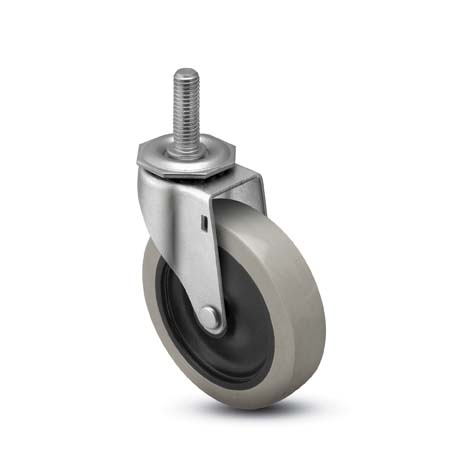 (image for) Caster; Swivel; 4" x 15/16"; PolyU on PolyO (Gray); Threaded Stem (3/8"-16TPI x 1-1/2"); Zinc; Plain bore; 150# (Item #64368)