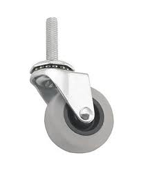 Caster; Swivel; 2" x 13/16"; PolyU on PolyO (Gray); Threaded Stem (3/8"-16TPI x 1-1/2"); Zinc; Plain bore; 80# (Item #65109)