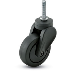 Caster; Swivel; 3" x 15/16"; Black PolyU on PolyO; Threaded Stem; 5/16"-18TPI x 1"; Black GFN Rig; Delrin Brng; 120# (Item #67974) Caster; Swivel; 3" x 15/16"; Black PolyU on PolyO; Threaded Stem; 5/16"-18TPI x 1"; Black GFN Rig; Delrin Brng; 120# (Item #67974)