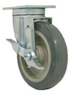 Caster; Swivel; 3x1-1/4; PolyU on PolyO (Gr/Bg); Top Plate (2-3/8x3-5/8; holes: 1-3/4x2-7/8 slotted to 3; 5/16 bolt); Stainless; Nylon sleeve; 300#; Tread brake (Item #67180) Caster; Swivel; 3x1-1/4; PolyU on PolyO (Gr/Bg); Top Plate (2-3/8x3-5/8; holes: 1-3/4x2-7/8 slotted to 3; 5/16 bolt); Stainless; Nylon sleeve; 300#; Tread brake (Item #67180)