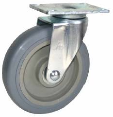 Caster; Swivel; 8 x 2; PolyU on PolyO (Gr/Bg); Top Plate; 4x4-1/2; hole spacing: 2-5/8x3-5/8 (slotted to 3x3); 3/8 bolt; Zinc; Roller Brng; 900# (Item #69303) Caster; Swivel; 8 x 2; PolyU on PolyO (Gr/Bg); Top Plate; 4x4-1/2; hole spacing: 2-5/8x3-5/8 (slotted to 3x3); 3/8 bolt; Zinc; Roller Brng; 900# (Item #69303)