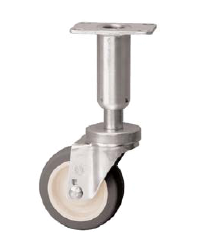Leveling Caster; Swivel; 5"x1-1/4"; PolyU on PolyO; Plate (2-3/8x3-5/8; holes: 1-3/4x2-7/8 slotted to 3; 5/16 bolt); 250#; Load height: 9.8" - 11.44" (Item #66952) Leveling Caster; Swivel; 5"x1-1/4"; PolyU on PolyO; Plate (2-3/8x3-5/8; holes: 1-3/4x2-7/8 slotted to 3; 5/16 bolt); 250#; Load height: 9.8" - 11.44" (Item #66952)