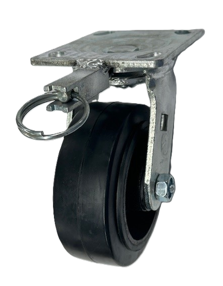 Caster; Swivel; 6" x 2"; Rubber on Cast; Plate (4-1/2"x6-1/4"; holes: 2-7/16"x4-15/16" slotted to 3-3/8"x5-1/4"; 1/2" bolt); Zinc; Roller Brng; 550#; Pos Lock (Item #66045) Caster; Swivel; 6" x 2"; Rubber on Cast; Plate (4-1/2"x6-1/4"; holes: 2-7/16"x4-15/16" slotted to 3-3/8"x5-1/4"; 1/2" bolt); Zinc; Roller Brng; 550#; Pos Lock (Item #66045)