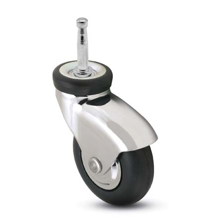 (image for) Caster; Std; Swiv; 3 x 15/16; Rubber; Soft; Grip Neck; 1-1/2x5/16; Chrome; Precision Ball Brng; Hooded; Wgt Cap 110#; Thread guards (Item #69968)