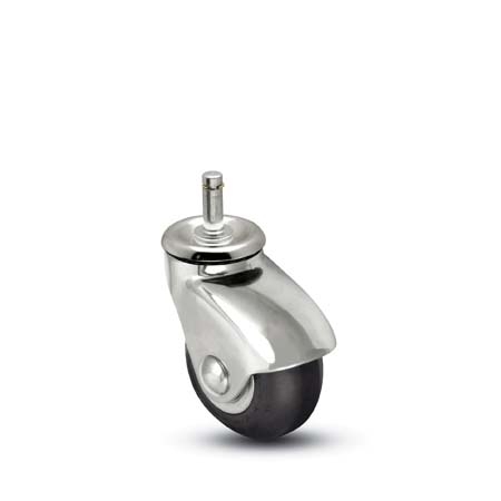 (image for) Caster; Swivel; 2" x 15/16"; Rubber; Soft; Grip Ring; 7/16"x7/8"; Bright Chrome; Precision Ball Brng; 75#; Hood; Thread guards (Item #67577)