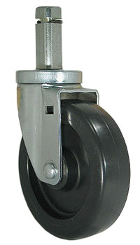 Caster; Swivel; 4" x 1-1/4"; Rubber; Hard; Octagonal; 3/4"x2-1/8"; 3 cross drilled holes; Zinc; Nylon Brng; 275# (Item #69195) Caster; Swivel; 4" x 1-1/4"; Rubber; Hard; Octagonal; 3/4"x2-1/8"; 3 cross drilled holes; Zinc; Nylon Brng; 275# (Item #69195)