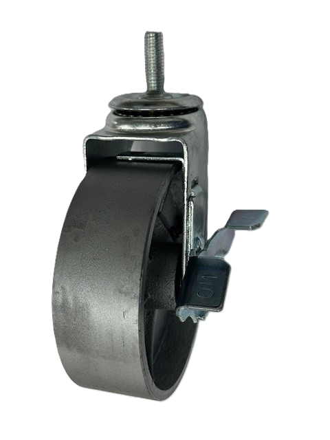 Caster; Swivel; 5" x 2"; Cast Iron; Threaded Stem (3/4"-10TPI x 2-1/4" fully threaded); Zinc; Roller Brng; 1000#; Brake (Item #63875)