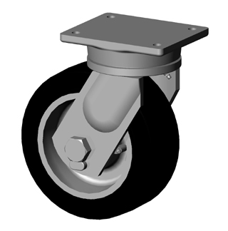 Caster; Swiv; 12 x 4; PolyU on Cast Iron (Bl/Gr); Plate; 6x7-1/2; holes: 4-1/2x6; 1/2 bolt; Yellow Dich; Prec Tapered; 6600#; wheel brake; Kingpinless (Item #69790) Caster; Swiv; 12 x 4; PolyU on Cast Iron (Bl/Gr); Plate; 6x7-1/2; holes: 4-1/2x6; 1/2 bolt; Yellow Dich; Prec Tapered; 6600#; wheel brake; Kingpinless (Item #69790)