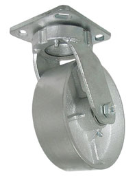 Caster; Swivel; 8x2; Cast Iron; Top Plate (4x4-1/2; holes: 2-5/8x3-5/8 slotted to 3x3; 3/8 bolt); Zinc; Roller Brng; 1450#; Kingpinless (Item #67340) Caster; Swivel; 8x2; Cast Iron; Top Plate (4x4-1/2; holes: 2-5/8x3-5/8 slotted to 3x3; 3/8 bolt); Zinc; Roller Brng; 1450#; Kingpinless (Item #67340)