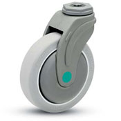 Caster; Swivel; 4 x 1-1/4; Anti-Microbial TPR (Gray); Hollow Kingpin (1/2 bolt); Nylon; Precision Ball Brng; 275#; Thread guards (Item #66748)