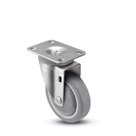 Caster; Swivel; 4" x 1-1/4"; TPR Rubber; Plate; 2-5/8"x3-3/4"; holes: 1-3/4"x2-3/4" (slots to 3"); 5/16" bolt; Zinc; Precision BB; 260#; Thread Grds; Dust Cover (Item #69998) Caster; Swivel; 4" x 1-1/4"; TPR Rubber; Plate; 2-5/8"x3-3/4"; holes: 1-3/4"x2-3/4" (slots to 3"); 5/16" bolt; Zinc; Precision BB; 260#; Thread Grds; Dust Cover (Item #69998)