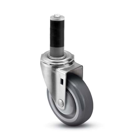 Caster; Swivel; 3" x 1-1/4"; PolyU on PolyO (Gray); Expandable Adapter (7/8"-15/16" ID tubing); Zinc; Precision Ball Brng; 250#; Dustcap (Item #64712) Caster; Swivel; 3" x 1-1/4"; PolyU on PolyO (Gray); Expandable Adapter (7/8"-15/16" ID tubing); Zinc; Precision Ball Brng; 250#; Dustcap (Item #64712)
