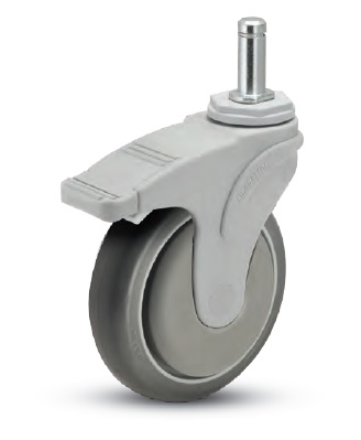 Caster; Swivel; 5" x 1-1/4"; TPR Rubber (Gray); Grip Ring (7/16" x 1-7/16"); Nylon (Gray); Prec Ball Brng; 280#; Total Lock; Thread guards (Item #65094) Caster; Swivel; 5" x 1-1/4"; TPR Rubber (Gray); Grip Ring (7/16" x 1-7/16"); Nylon (Gray); Prec Ball Brng; 280#; Total Lock; Thread guards (Item #65094)