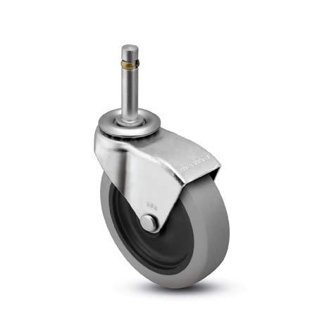 Caster; Swivel; 2 x 13/16; Thermoplastized Rubber (Gray); Grip Ring; 7/16x7/8; Zinc; Plain bore; 80#; Hood (Item #67678)