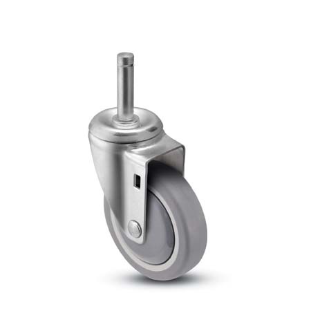 Caster; Swivel; 5" x 1-1/4"; PolyU on PolyO (Gr/Bg); Grip Ring (7/16" x 1-3/8"); Zinc; Plain bore; 300#; Dust Cover (Mtl) (Item #65533) Caster; Swivel; 5" x 1-1/4"; PolyU on PolyO (Gr/Bg); Grip Ring (7/16" x 1-3/8"); Zinc; Plain bore; 300#; Dust Cover (Mtl) (Item #65533)
