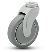 Caster; Swivel; 3"x1-1/4"; Thermoplastized Rubber (Gray); Hollow Kingpin (3/8" bolt); Nylon; Precision Ball Brng; 200#; Thread guards (Unassembled) (Item #67207) Caster; Swivel; 3"x1-1/4"; Thermoplastized Rubber (Gray); Hollow Kingpin (3/8" bolt); Nylon; Precision Ball Brng; 200#; Thread guards (Unassembled) (Item #67207)